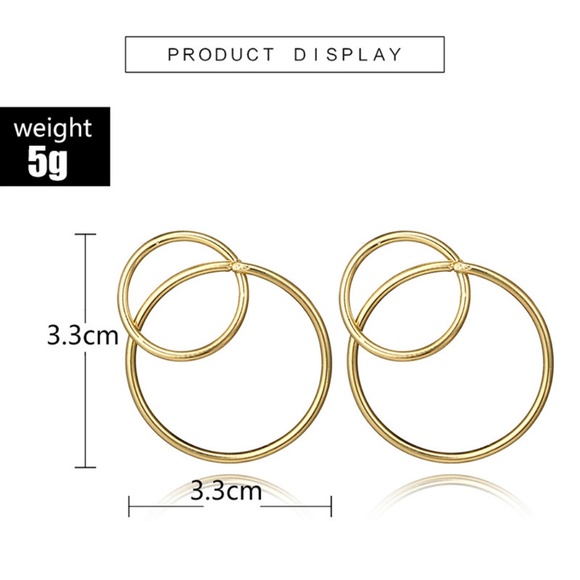 Unique Design//Minimalist Circles Double Earrings - Picture 6 of 6